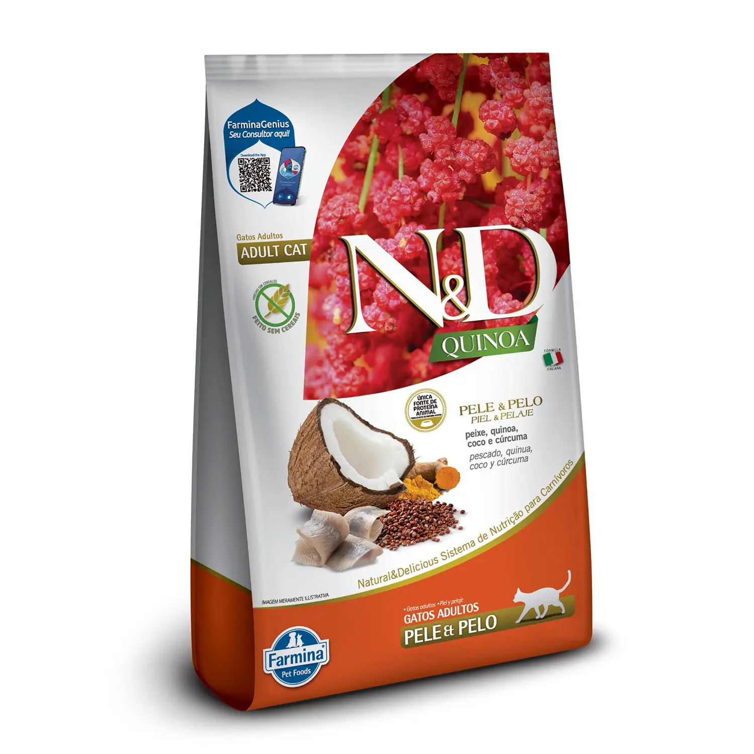 Ração N&amp;D Quinoa Gatos Adultos Skin &amp; Coat Peixe